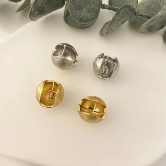 925 Sterling Silver Matte Ball Earrings Sphere Round Huggie Earrings - Picture 6 of 10